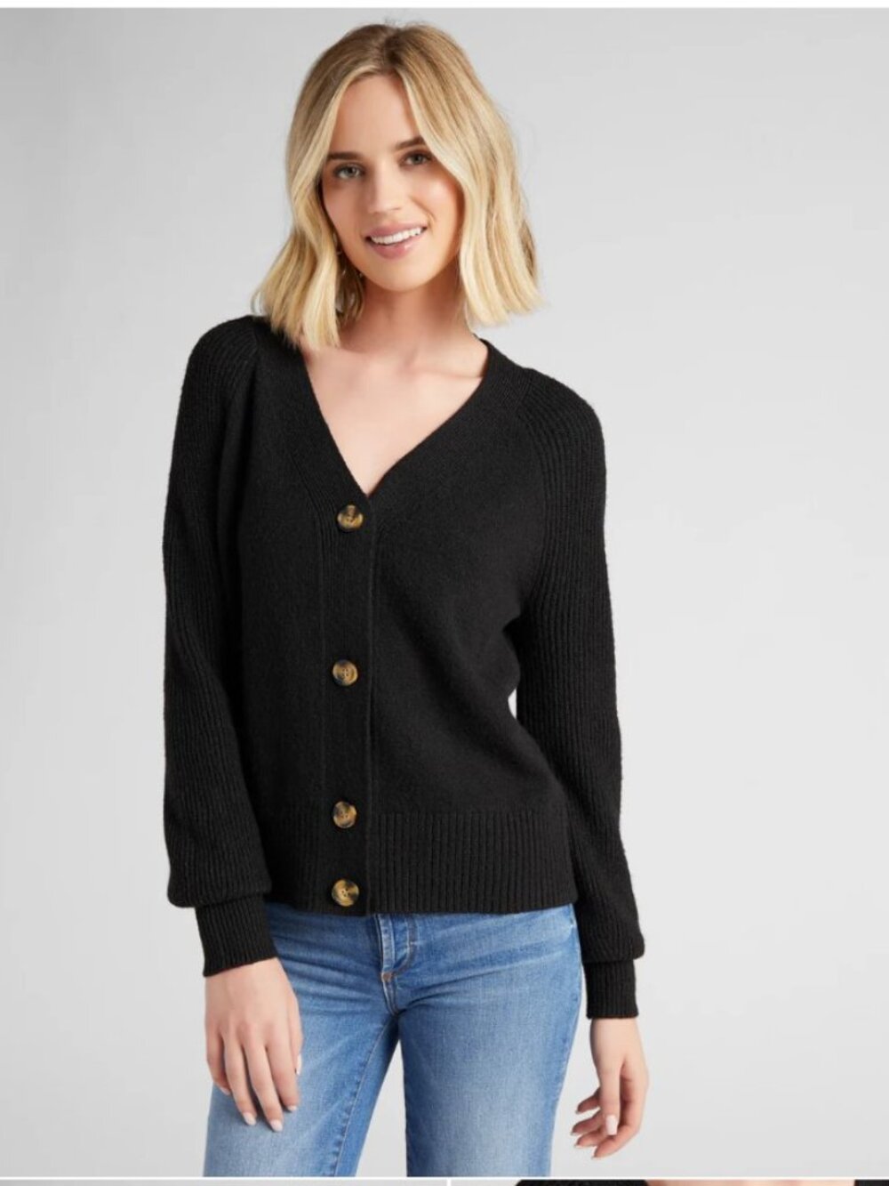 Black Women's V-Neck Cardigan
